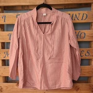 Old Navy Light Pink Blouse with Subtle Stripes